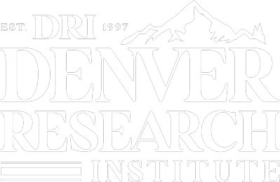 A black and white logo of the denver research institute.